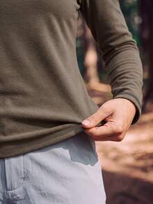 In My Nature Kaos Olahraga Lengan Panjang Warna Polos Ukuran Besar Wanita Musim Gugur - Coffee Brown - View 3