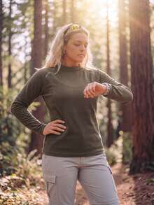In My Nature Kaos Olahraga Lengan Panjang Warna Polos Ukuran Besar Wanita Musim Gugur - Coffee Brown - View 1