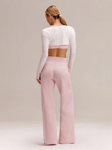 GLOWMODE Modal Silk Touch Wide Leg High Waist Lounge Pants With Side Pockets Daily Casual   Spring Summer - Dusty Pink - View 7