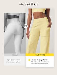 GLOWMODE Modal Silk Touch Wide Leg High Waist Lounge Pants With Side Pockets Daily Casual   Spring Summer - French Vanilla - View 3