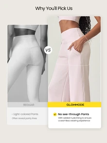 GLOWMODE Modal Silk Touch Wide Leg High Waist Lounge Pants With Side Pockets Daily Casual   Spring Summer - Pink - View 3