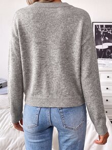 SHEIN Women's Long Sleeve Single-Breasted Leopard Print Tie-Front Knit Cardigan Brunch Light Grey Autumn French Cute - Apricot - View 2