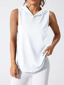 Solea Cove Solea Cove Solid Color Criss-Cross Back Athletic Tank Topworkout Tank Top - White - View 7