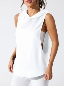 Solea Cove Solea Cove Solid Color Criss-Cross Back Athletic Tank Topworkout Tank Top - White - View 5