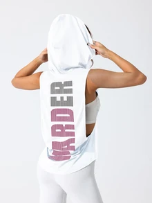 Solea Cove Solea Cove Solid Color Criss-Cross Back Athletic Tank Topworkout Tank Top - White - View 6