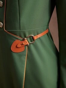 Zovinel Women's Elegant Vintage Trench Coat Jacket, Autumn - Army Green - View 6