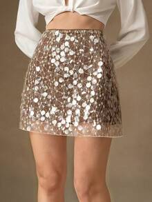 Auvina Plus Size Skirts - Apricot - View 3
