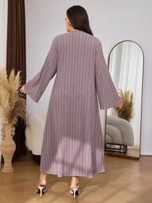 Lacomfia Plus Size Women's Striped Casual Everyday Summer Dress - Pink - View 2