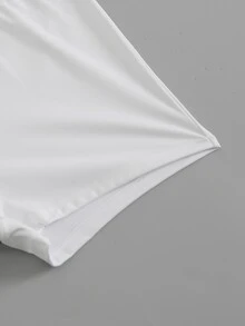 SHEIN Sports 2pcs Set Stand Collar Half-Open Neck Short Sleeve Cinched Waist Pleated Dress, Solid Color Minimalist Tennis Skirt, Slim Fit Flattering Athletic Skirt, Outdoor Court Casual Vacation Outfit, Sharp Tailoring, Summer Commute Travel, Light Luxury High-End Texture, Daily Date Picnic Outing - White - View 12