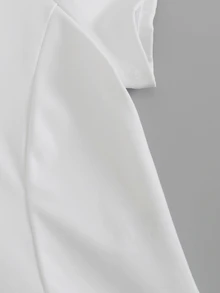 SHEIN Sports 2pcs Set Stand Collar Half-Open Neck Short Sleeve Cinched Waist Pleated Dress, Solid Color Minimalist Tennis Skirt, Slim Fit Flattering Athletic Skirt, Outdoor Court Casual Vacation Outfit, Sharp Tailoring, Summer Commute Travel, Light Luxury High-End Texture, Daily Date Picnic Outing - White - View 11