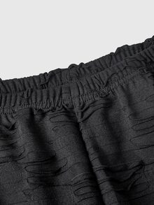 ROMWE Goth بنطلون نسائي ضيق بقصة قلم من قماش محبوك مرن بتصميم قوطي ملكي مهترئ للخريف والشتاء - الأسود - مشاهدة 10