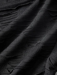 ROMWE Goth بنطلون نسائي ضيق بقصة قلم من قماش محبوك مرن بتصميم قوطي ملكي مهترئ للخريف والشتاء - الأسود - مشاهدة 11