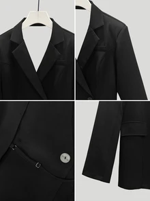 SHEIN Raffinéa Women's Blazer, Sexy & Sensual Backless Design, Versatile & Fashionable, Suitable For Parties, Carnivals And Other Important Occasions - Black - View 5