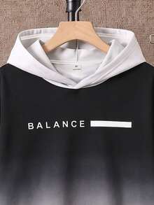 Tween Boy Casual Minimalist Long Sleeve Hooded Comfortable Sweatshirt 2 Pieces Set, Suitable For Autumn/Winter, Casual Minimalist Cartoon Pattern, Fleece Lined, Thickened - Multicolor - View 5