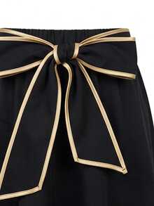 Balvessa Women's Colorblock Casual Versatile Daily Wear Skirt - Black - View 6