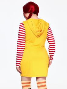 ROMWE Avant Halloween Cosplay Role Play Stage Performance Costume Plus Size Slim Fit Hooded Dress - Yellow - View 2