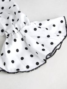 Momance Elegant Commuter Style Maternity Dress With Shirt Collar And Polka Dot Patchwork - Black - View 5