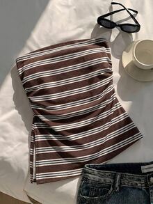 Comfortcana Casual Minimalist All-Over Striped Print Pattern Women Top, Versatile Style Suitable For Summer,Summer Top - Multicolor - View 5