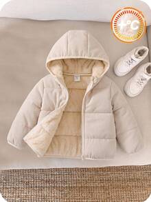Bubblio Baby Boy Winter Thermal Lined Hooded Zip-Up Jacket - Apricot - View 2