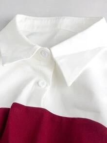 Momance Maternity 2 Pieces Set Elegant Commute Long Sleeve Shirt Collar Contrast Color Patchwork A-Line Hem Waist Belt Front Bowknot Design Top Waist Elastic Adjustable Front Slit Wide Leg Pants Burgundy - Burgundy - View 5