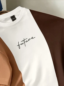 Daypath Men's Letter Print Contrast Color Crew Neck Short Sleeve Casual T-Shirt - Multicolor - View 2
