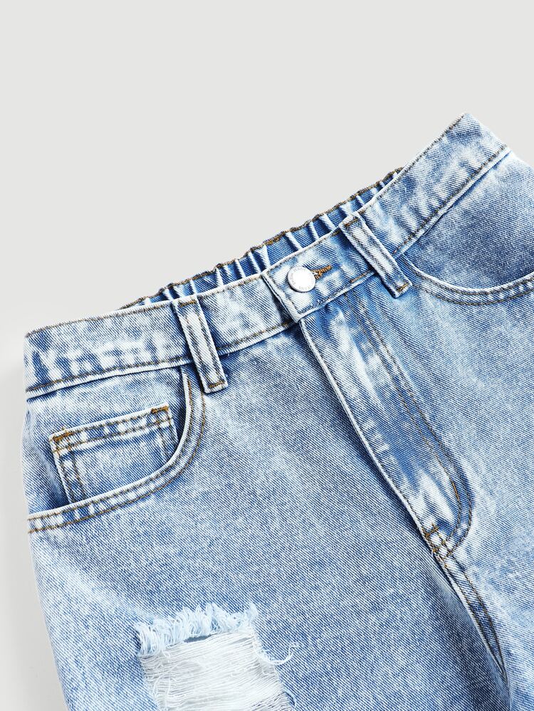 SHEIN Teen Girl Y2K Light Stonewashed Low Rised Ripped Baggy Denim Wide Leg Jeans,2000S Vintage Jeans,Summer Boho Beach Concert Rave Festival, Teen Girl Summer Cute Shorts, Summer Boho Holidays, Spring, Beach For Girl, Vacation Casual Girl, Valentine's Day,Vintage/Beach/Sea/Elegant Graduation,Casual's,Summer Holiday - Light Wash - View 6