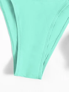 SHEIN Swim Summer Beach Rhinestone Studded Halter Push Up Bikini - Mint Green - View 4
