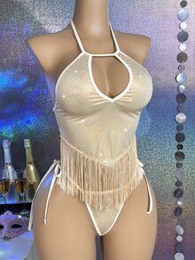 MidnightGlam طقم ملابس داخلية نسائي بقطعتين مع شرابات - أصفر - مشاهدة 7