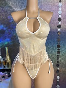 MidnightGlam طقم ملابس داخلية نسائي بقطعتين مع شرابات - أصفر - مشاهدة 6