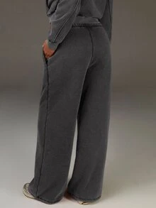 Athîral Women's Drawstring Waist Pockets Wide Leg Loose Sweatpants - Light Grey - View 4