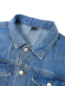 Boys' Denim Jacket, Street Style Casual College Look, Denim Washed Blue And Camouflage Patchwork Contrast Color, Suitable For All Skin Tones, Fashionable, Perfect For Street Parties And Gatherings, Easily Become The Center Of Attention - Multicolor - View 7
