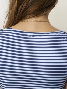 Aralina PRINTED STRIPE SCOOP NECK TEE AND CAPRI SET - Blue - View 11