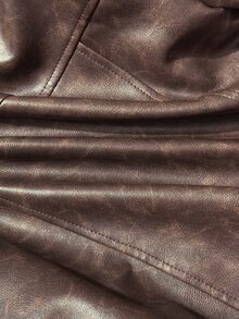 BamGleam Women's European American Street Style Sexy Cool Fashion Unique Niche Asymmetrical Vintage Jacket Night Out Dark Brown Fall - Coffee Brown - View 5