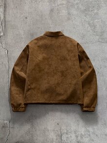 AXEPEAK Men's Fashion Streetwear Zipper Long Sleeve Pocket Jacket - Brown - View 3