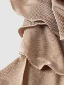 SHEIN MOD Ladies Patchwork Ruffle Hem Elegant Lace Flared Pants,Suitable For Vacation, Music Festival, Boho, Holiday Dates, Afternoon Tea, Summer,Music Festival - Khaki - View 6