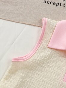 SHEIN 女童可愛無袖 Polo 領背心與裙子套裝，多色花朵飾邊，聚酯纖維材質 - 彩色 - 查看 4