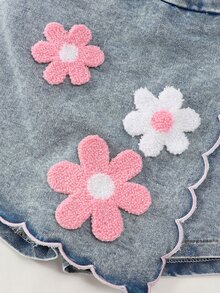 SHEIN 女童可愛無袖 Polo 領背心與裙子套裝，多色花朵飾邊，聚酯纖維材質 - 彩色 - 查看 6