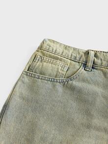 AXEPEAK Men's Washed Distressed Rhinestone Vintage Long Pants - Light Wash - View 6