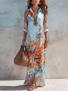 Glimmora Elegant Beach Vacation Dress - Multicolor - View 1