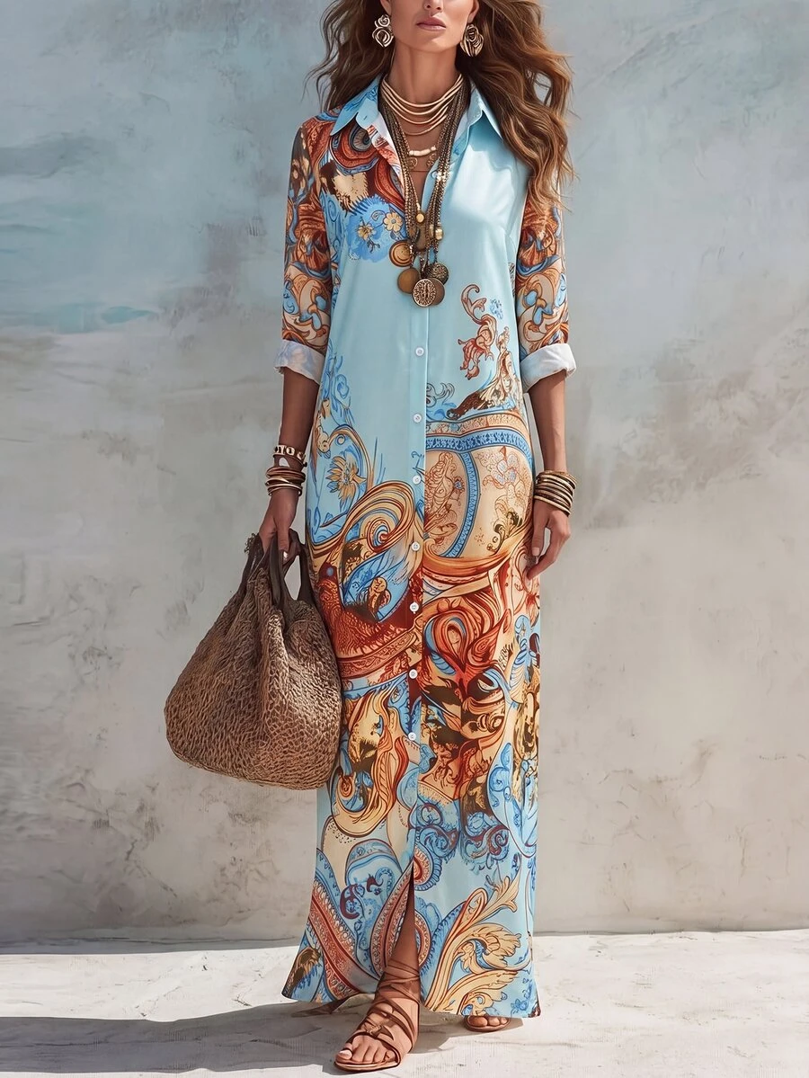 Glimmora Elegant Beach Vacation Dress - Multicolor - View 1