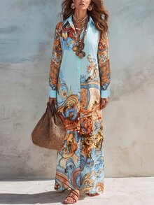 Glimmora Elegant Beach Vacation Dress - Multicolor - View 3