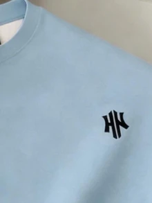 Manfinity Joysei Men's Blue & White Contrast Color T-Shirt, Suitable For Summer Outings, Fresh And Versatile - Blue - View 4