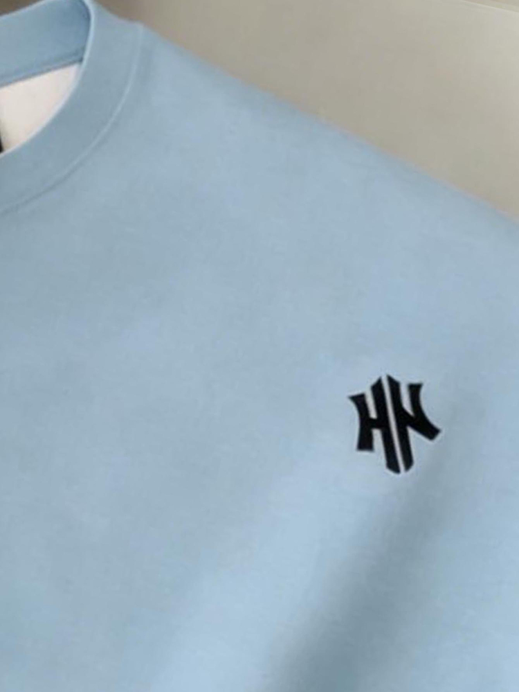 Manfinity Joysei Men's Blue & White Contrast Color T-Shirt, Suitable For Summer Outings, Fresh And Versatile - Blue - View 4
