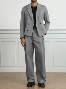 HUEFORM Men's Solid Color Casual Suit Set, Stylish Design, Suitable For Daily Commute, Relaxed Work Environment Or Semi-Formal Occasions, Also An Ideal Gift For Boyfriend And Husband - Grey - View 4