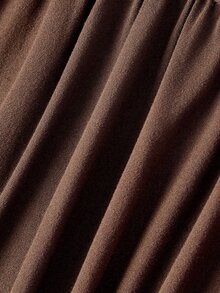 SHEIN MOD Plus Size Elegant Solid Color Stand Collar Dress - Brown - View 6