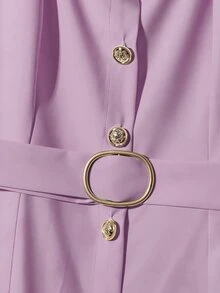 EMERY ROSE Women's Elegant Sweetheart Neck Button Front Short Sleeve Dress, Summer - Mauve Purple - View 7