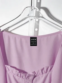 EMERY ROSE Women's Elegant Sweetheart Neck Button Front Short Sleeve Dress, Summer - Mauve Purple - View 4
