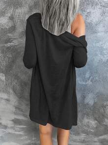 Tropvida Women's Solid Color Simple Daily Long Sleeve Regular Coat Fall Winter Cloth For Women - Black - View 3
