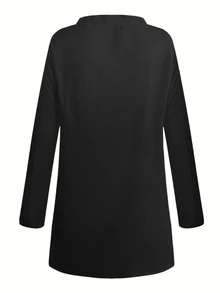 Tropvida Women's Solid Color Simple Daily Long Sleeve Regular Coat Fall Winter Cloth For Women - Black - View 5