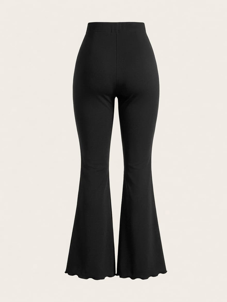 Tseoso Autumn/Winter Casual Plus Size Black Flare Leg Pants, Women's Black Pants - Black - View 2